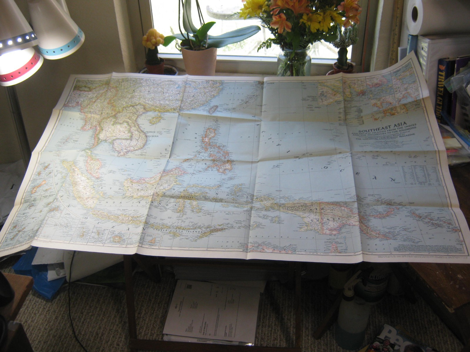 VINTAGE SOUTHEAST ASIA AND PACIFIC ISLANDS MAP October 1944 National Geographic