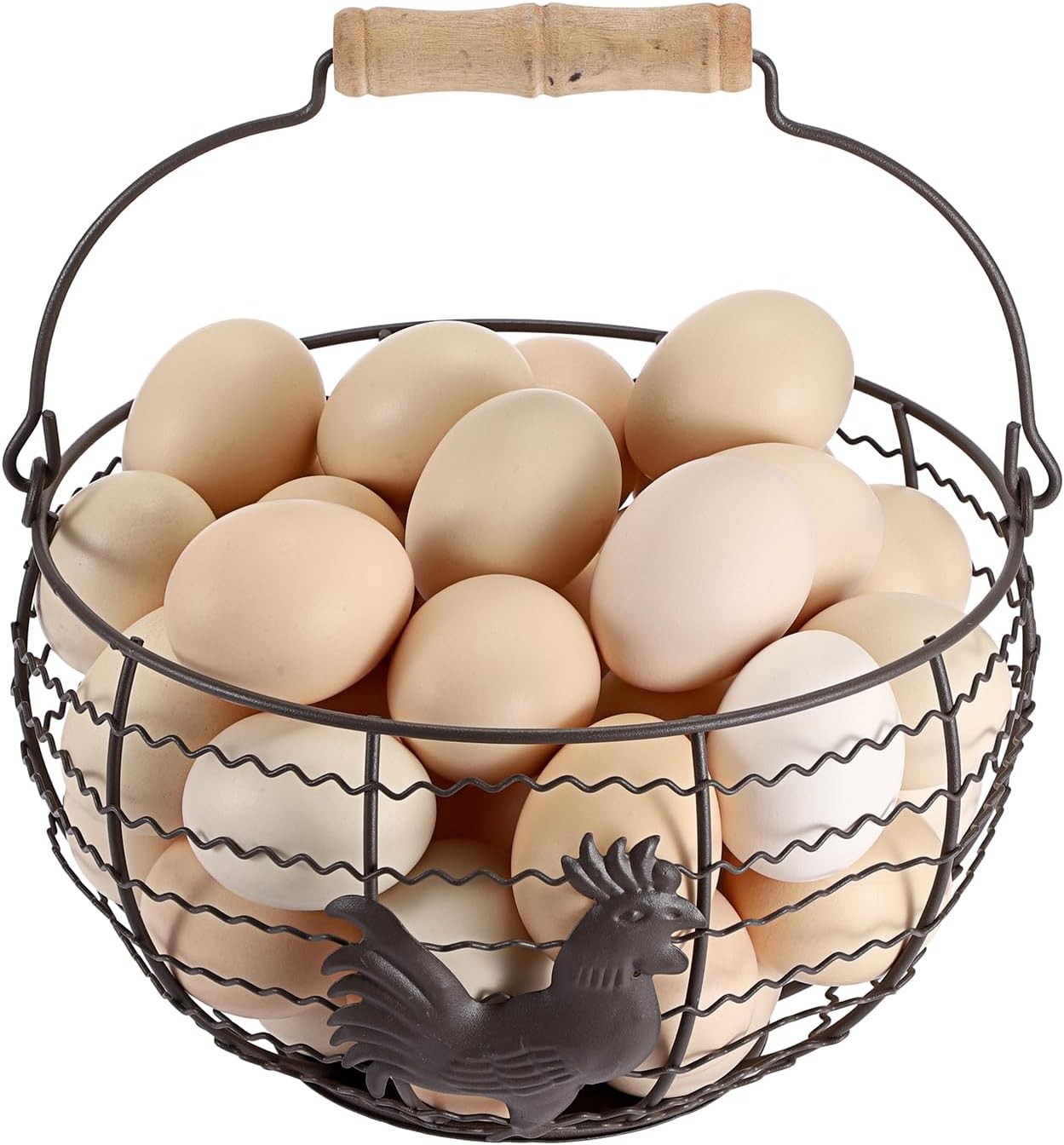 Farmhouse Egg 8\'\' Basket for Gathering Fresh Eggs, Wire Egg Basket