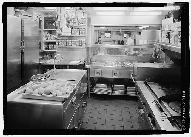 Photo:Port Huron Michigan Coast Guard Cutter BRAMBLE 1950s Ship\'s Galley