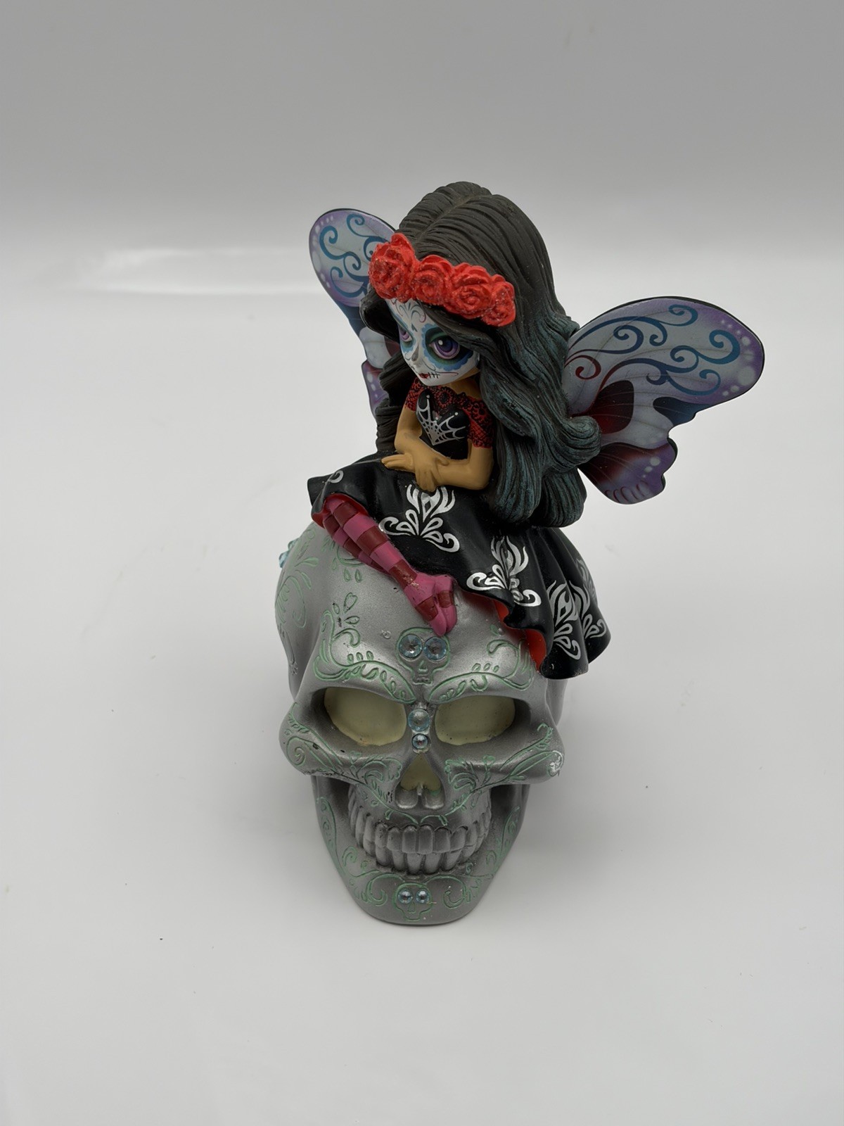 Hamilton Collection Spirit of The Radiant Beauty Glow in Dark Sugar Skull Decor