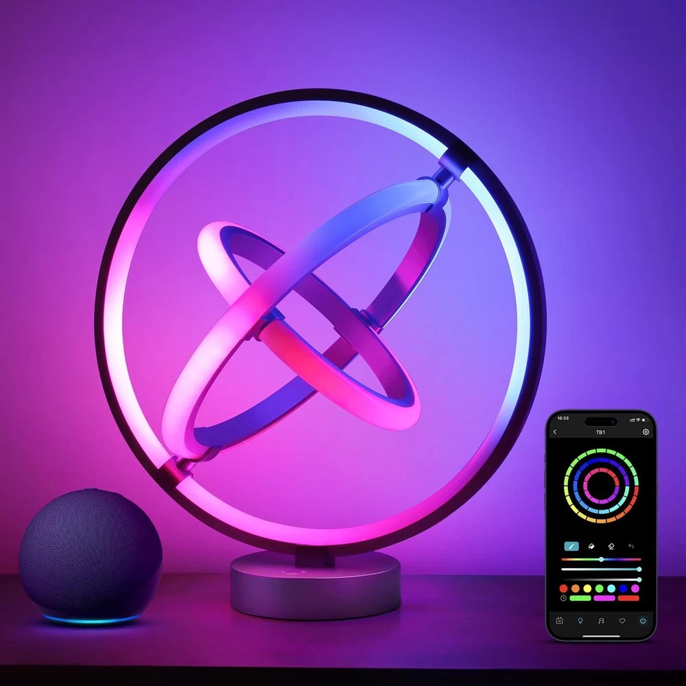 Lepro TB1 AI Smart Table Lamp, RGB+IC Addressable LED Lamp Alexa Google Enabl...
