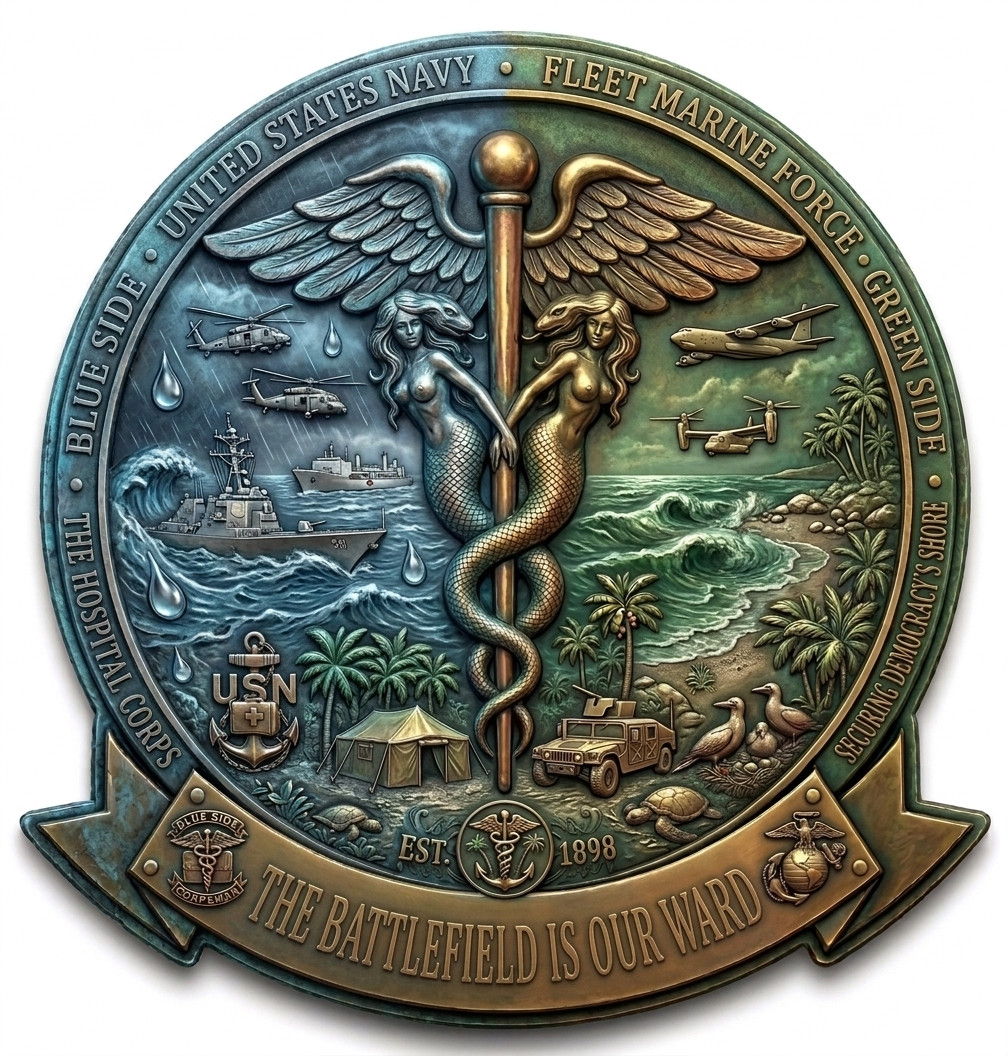 Hospital Corpsman Blue Side Green Side FMF Prior Service Military 4\