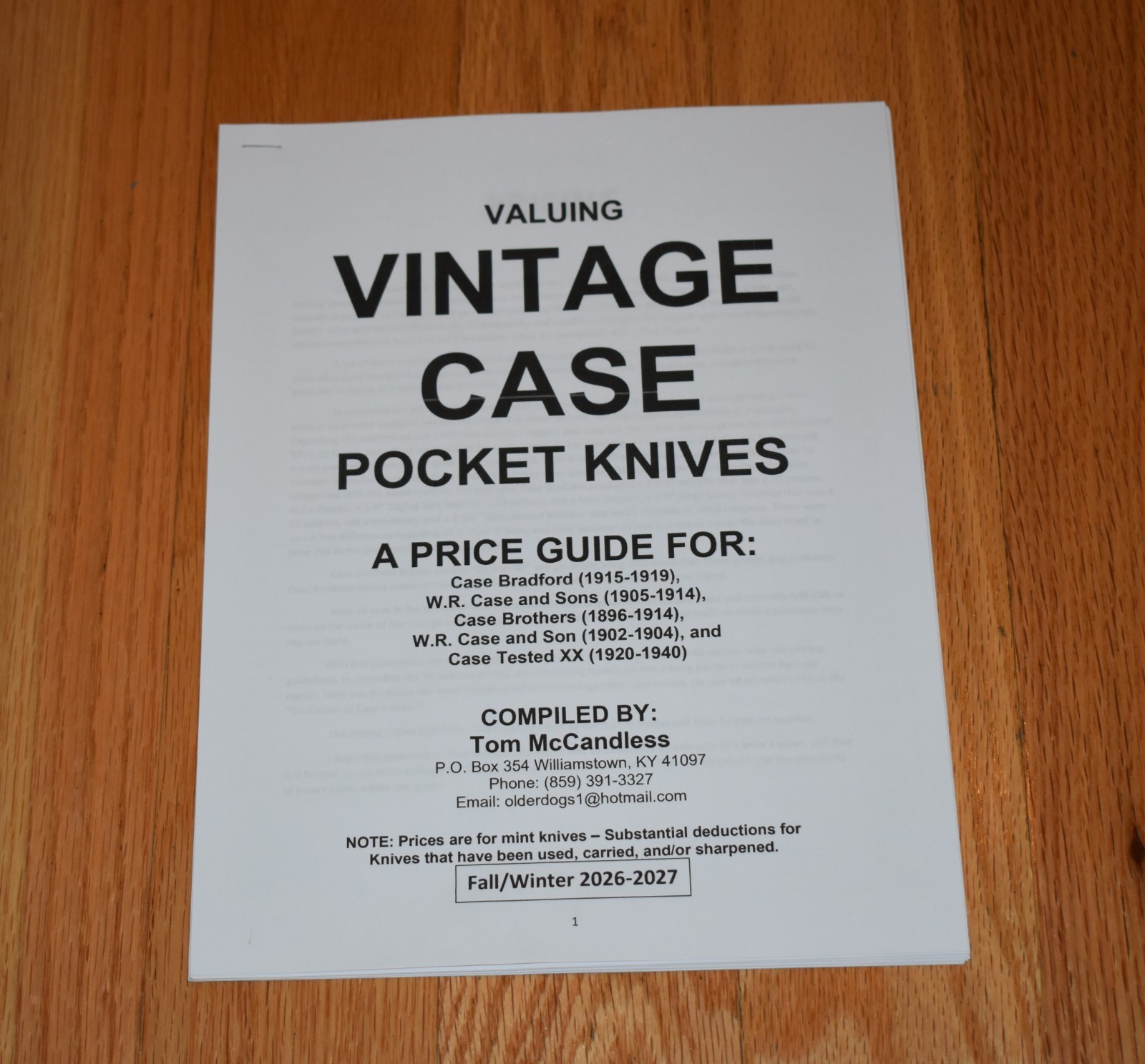 VINTAGE CASE KNIFE PRICE GUIDE VINTAGE CASE KNIFE PRICE GUIDE