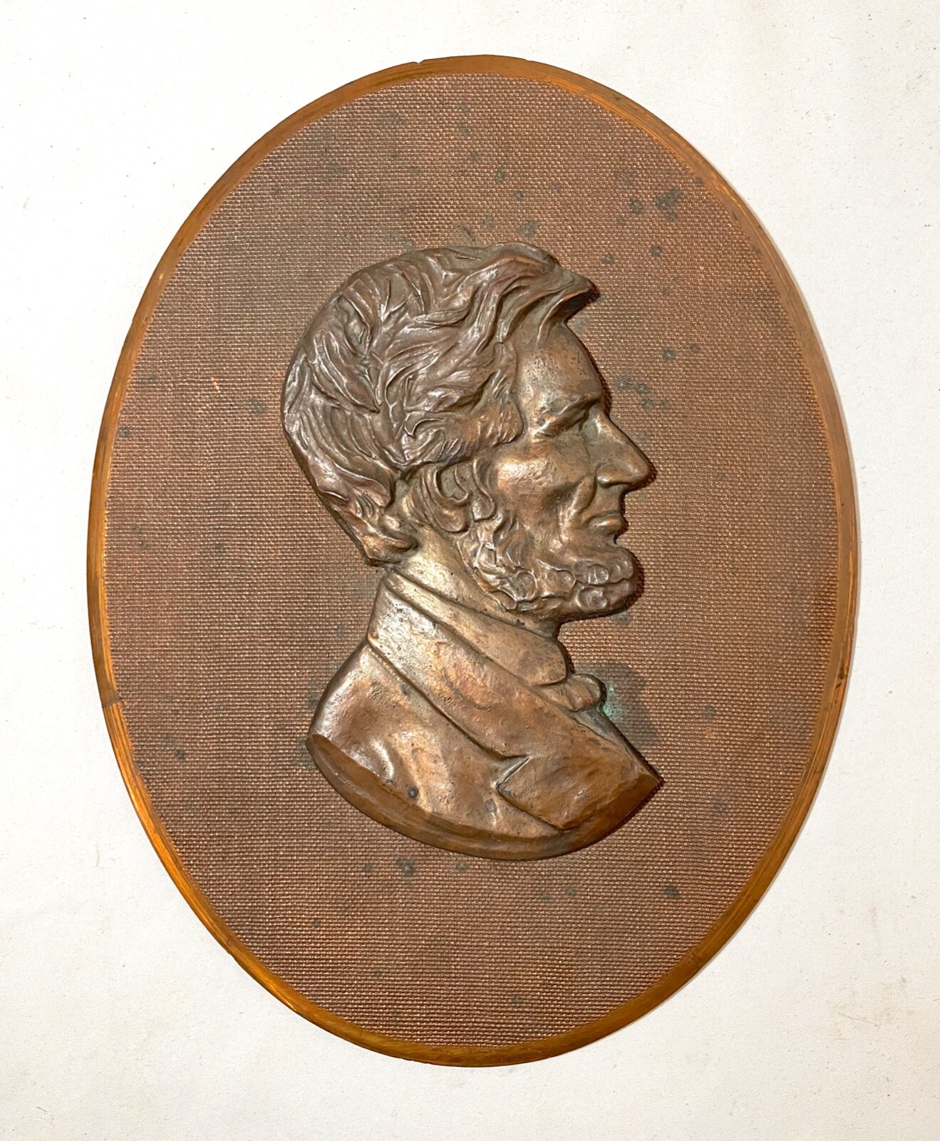 antique 1800\'s realistic bronze Abraham Lincoln President wall plaque medallion