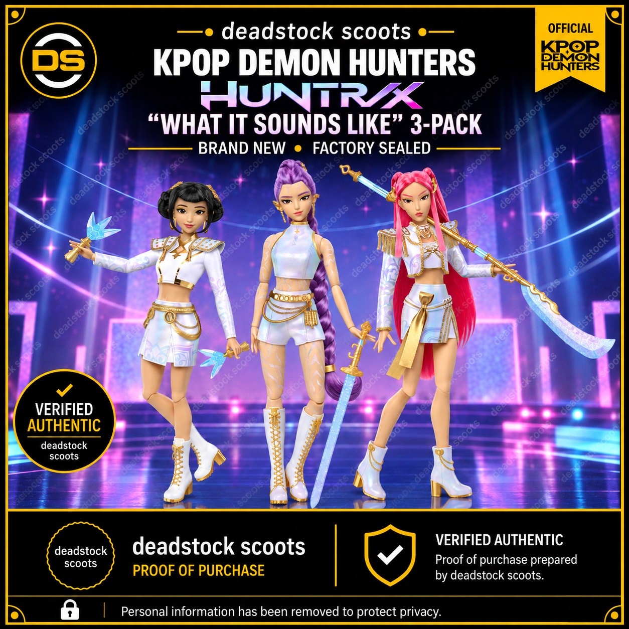 HUNTR/X Rumi Mira Zoey What It Sounds Like 3-Pack Mattel Creations NRFB