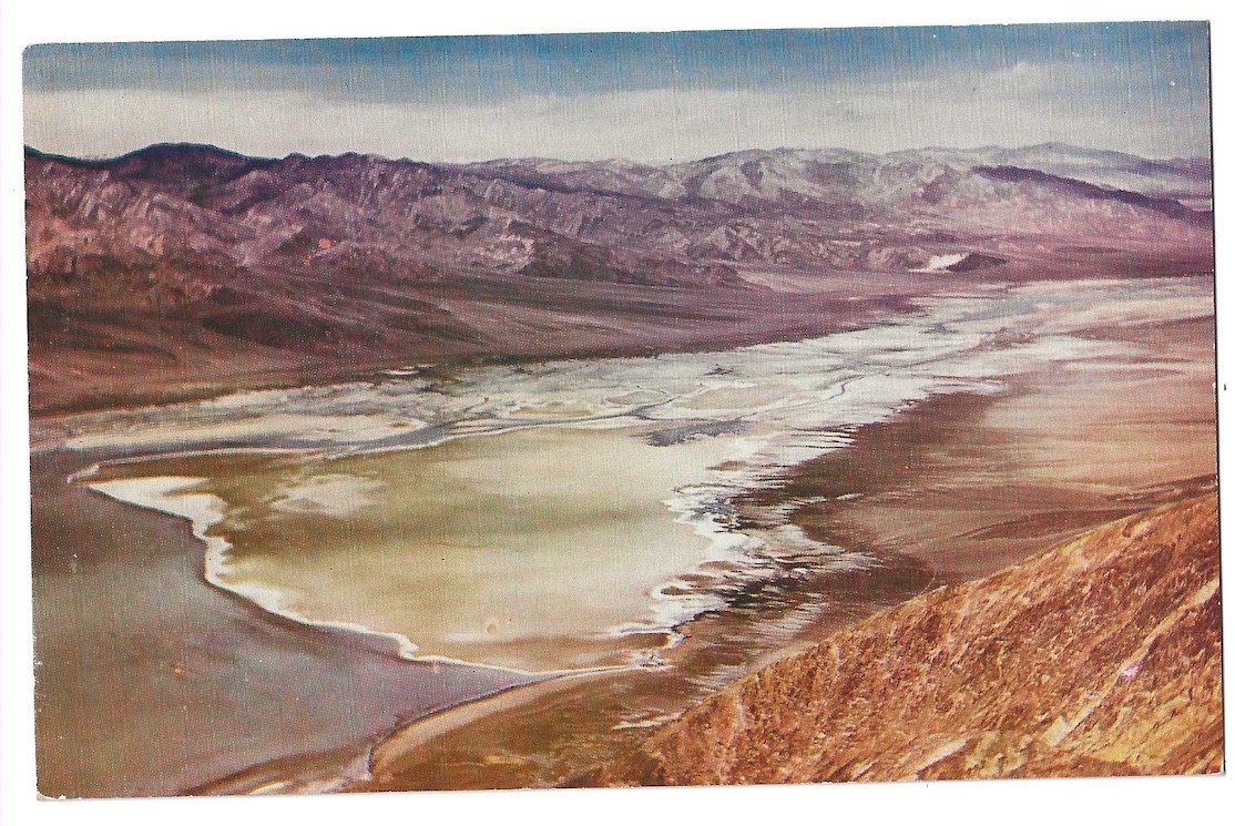 Death Valley California c1950's Bad Water, Dante's View, desert scene