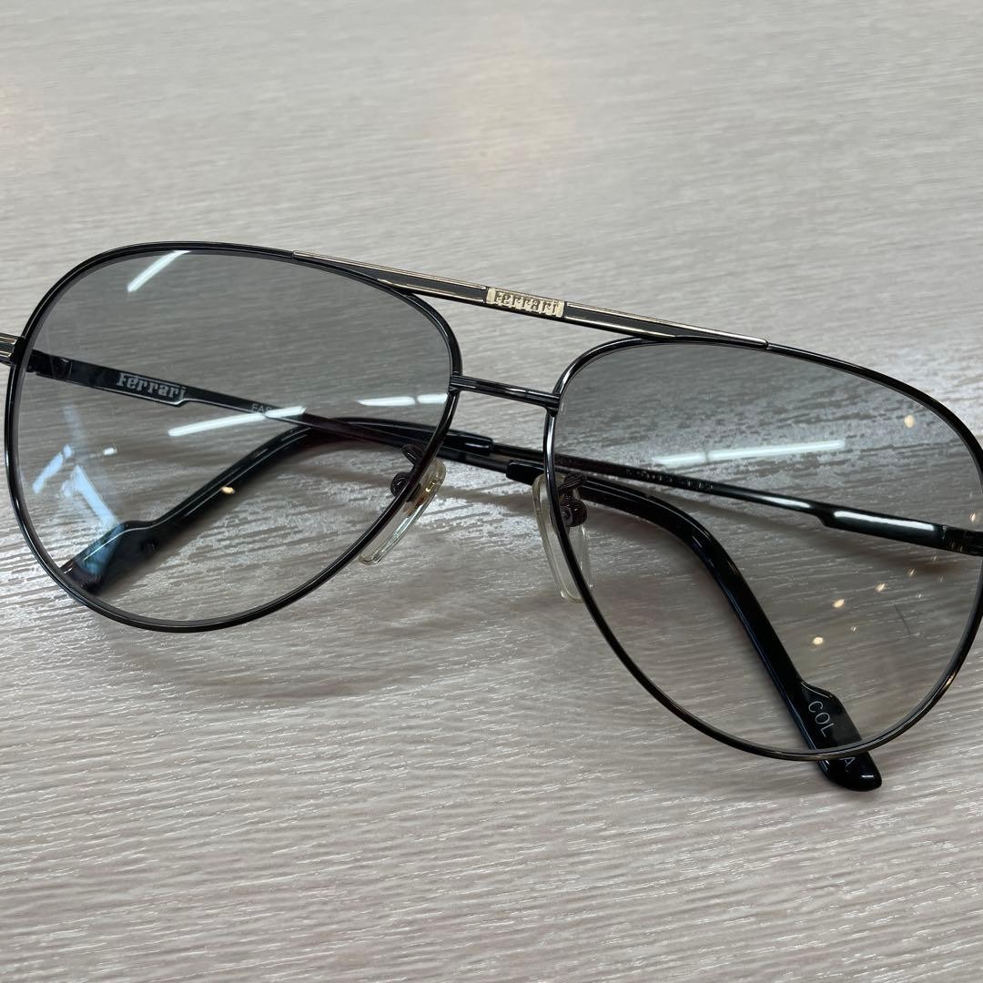 Ferrari Aviator Metal Sunglasses Silver Black Gradient Double Bridge 59mm