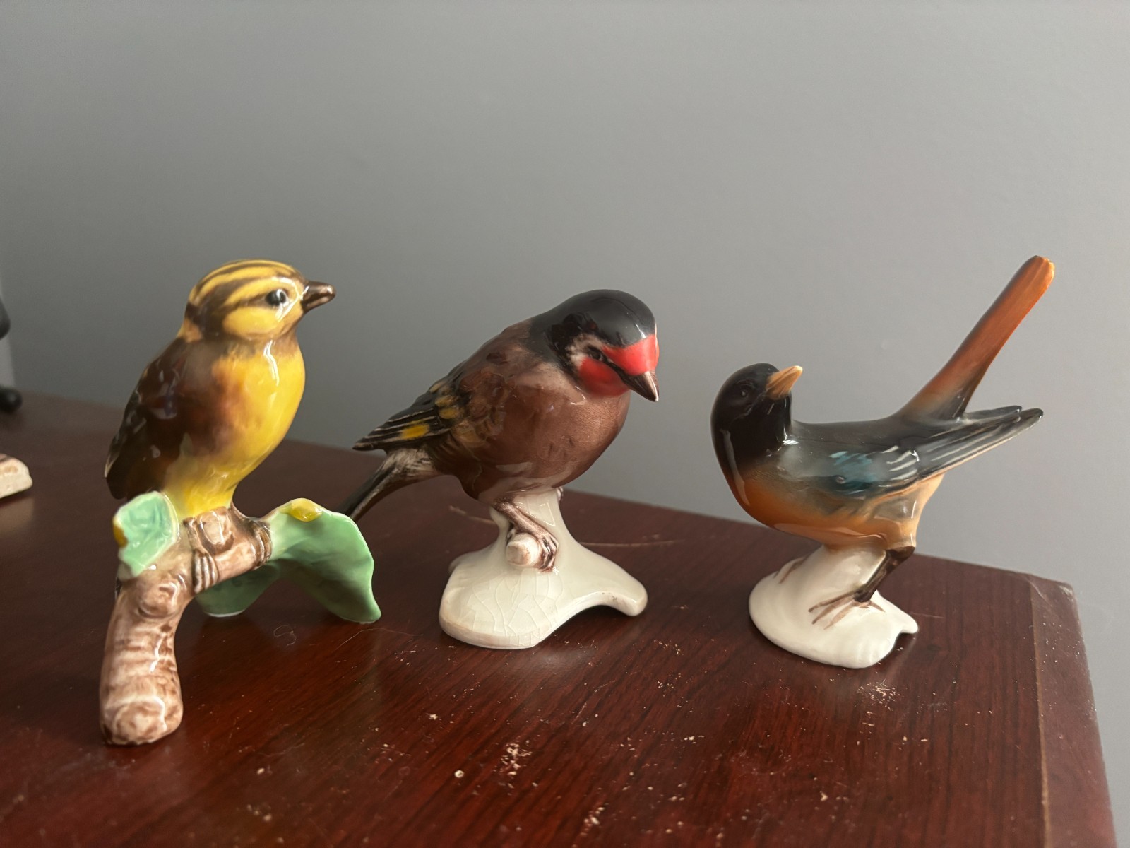 Vintage Hertwig & Co. German Porcelain Bird Figurines (3)