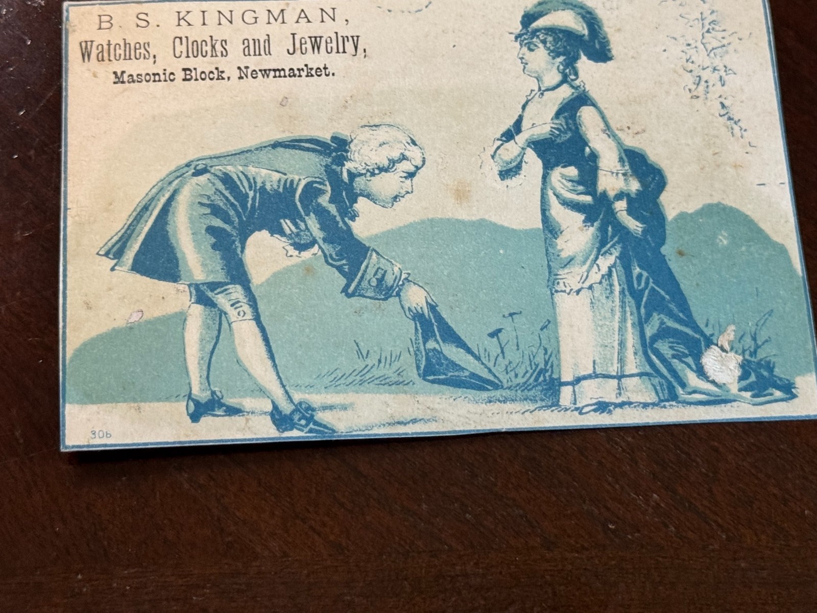B-108 c1880\'s Victorian Trade Card - B.S. Kingman Watches, Clocks & Jewelry