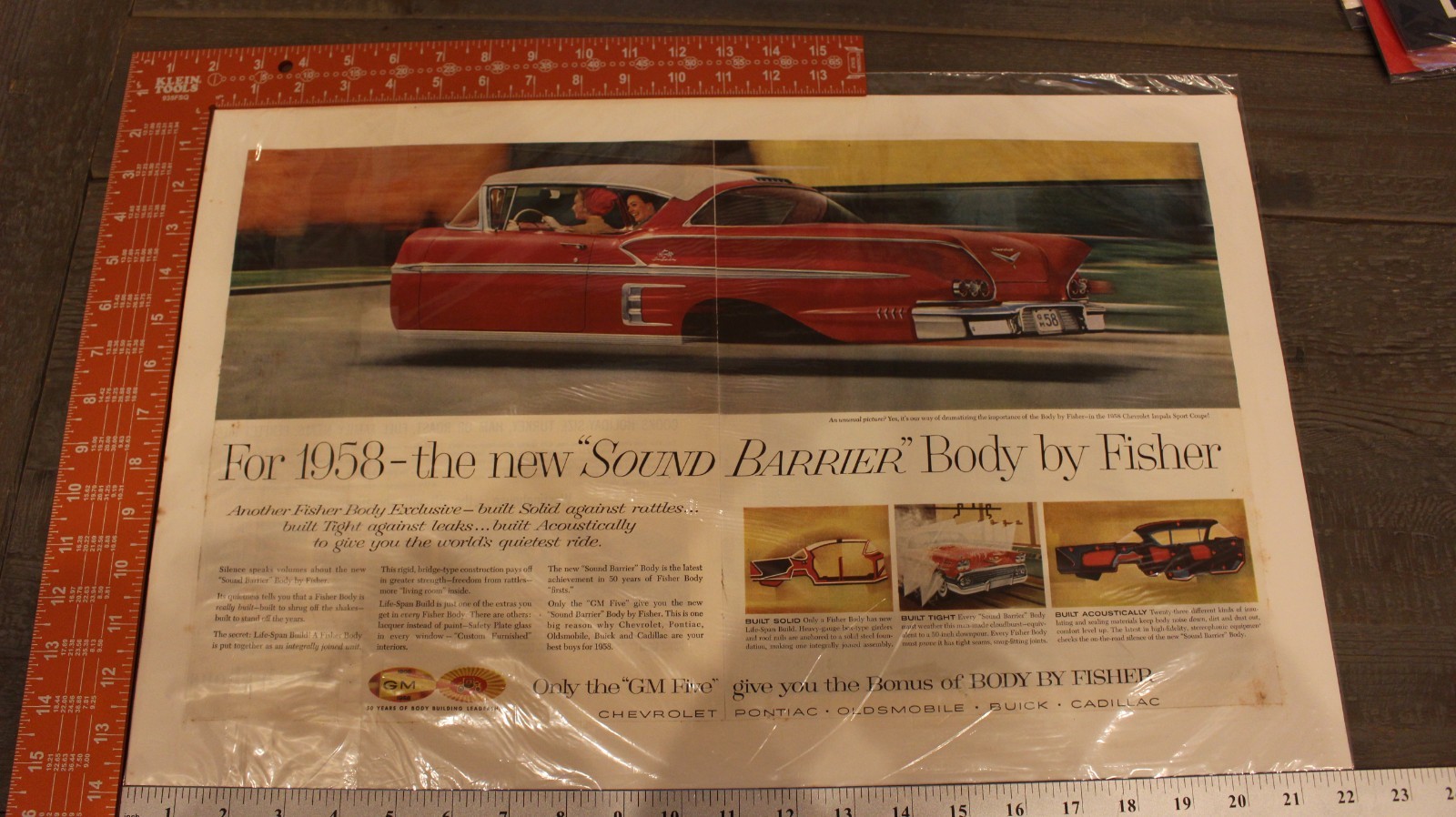 1958 Fisher body/ Chevrolet OLD  CAR AD AS YOU SEE IT