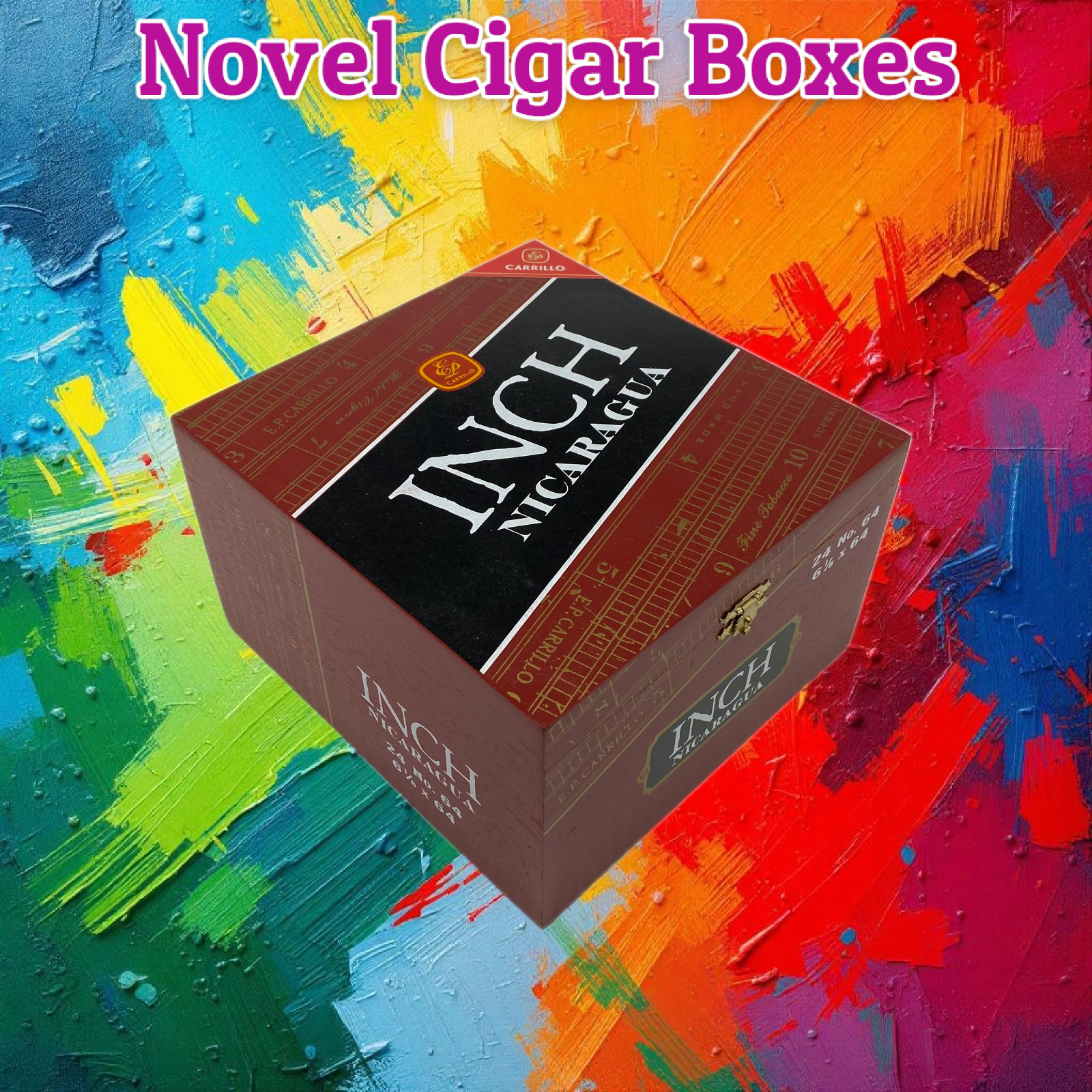 Ep Carrillo Inch No64 Empty Wooden Cigar Box 7x7.5x4.5