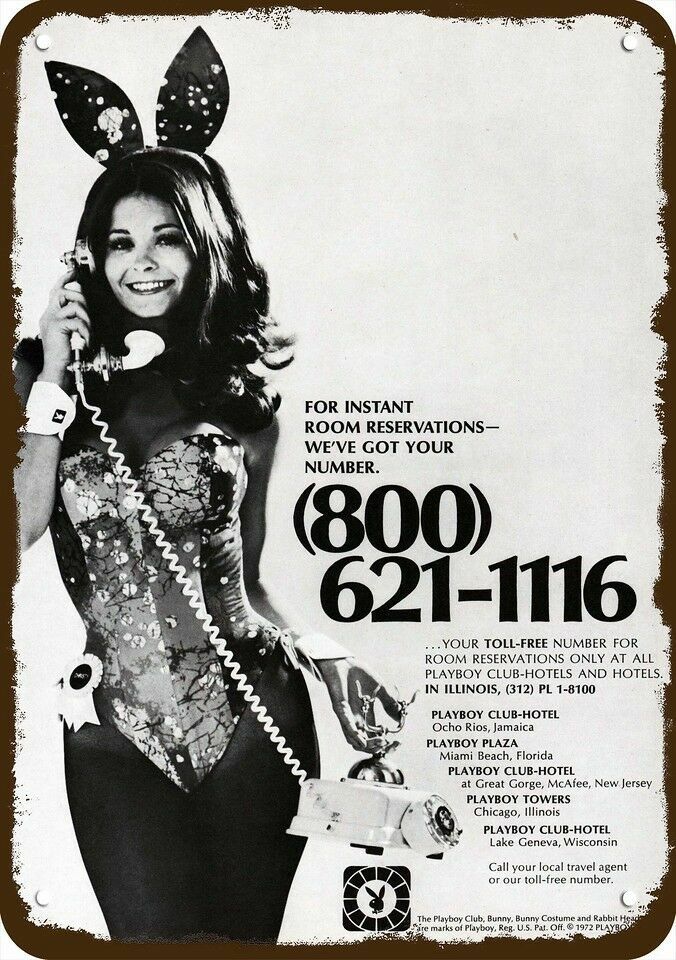 1972 PLAYBOY CLUB & HOTEL Sexy Bunny Vintage-Look DECORATIVE REPLICA METAL SIGN