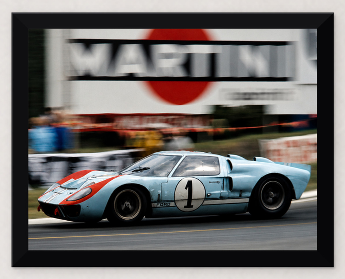 FRAMED 1966 LE MANS #1 FORD GT40 KEN MILES DENNY HULME PHOTO REPRO 11X8.5