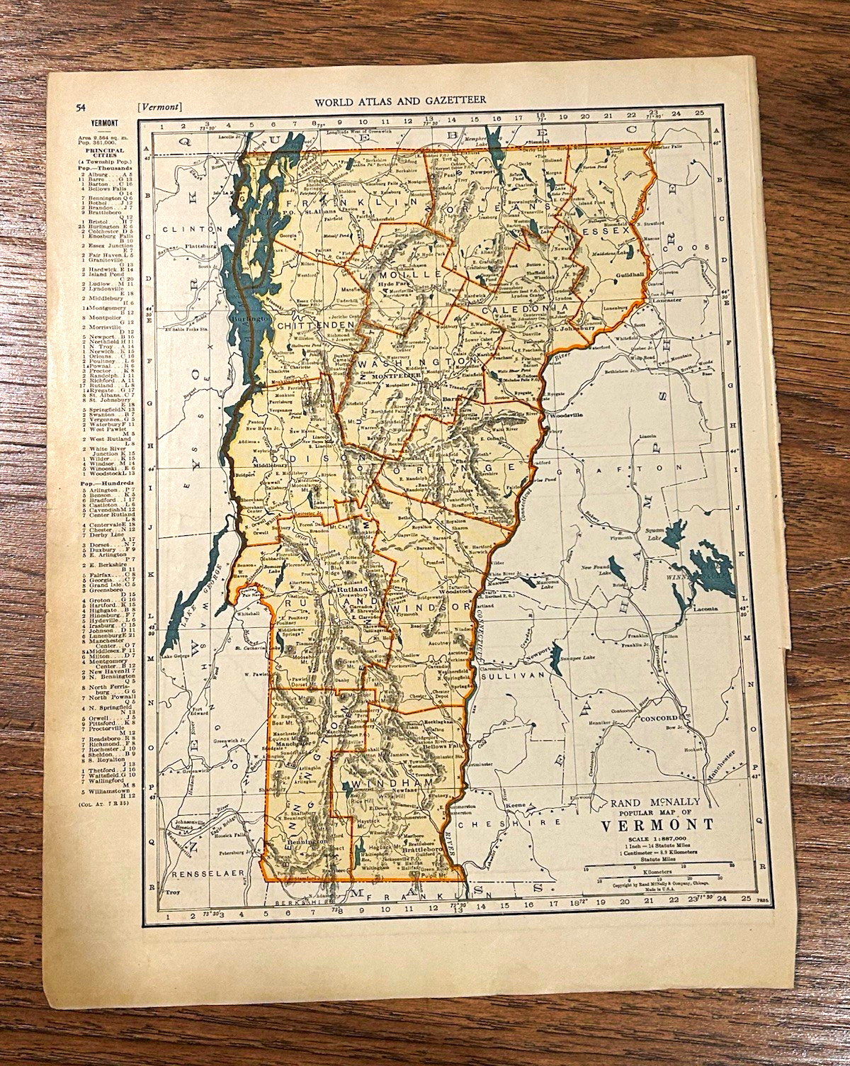 Antique 1937 map of Vermont 14”x11” Antique 1937 map of Vermont 14”x11”
