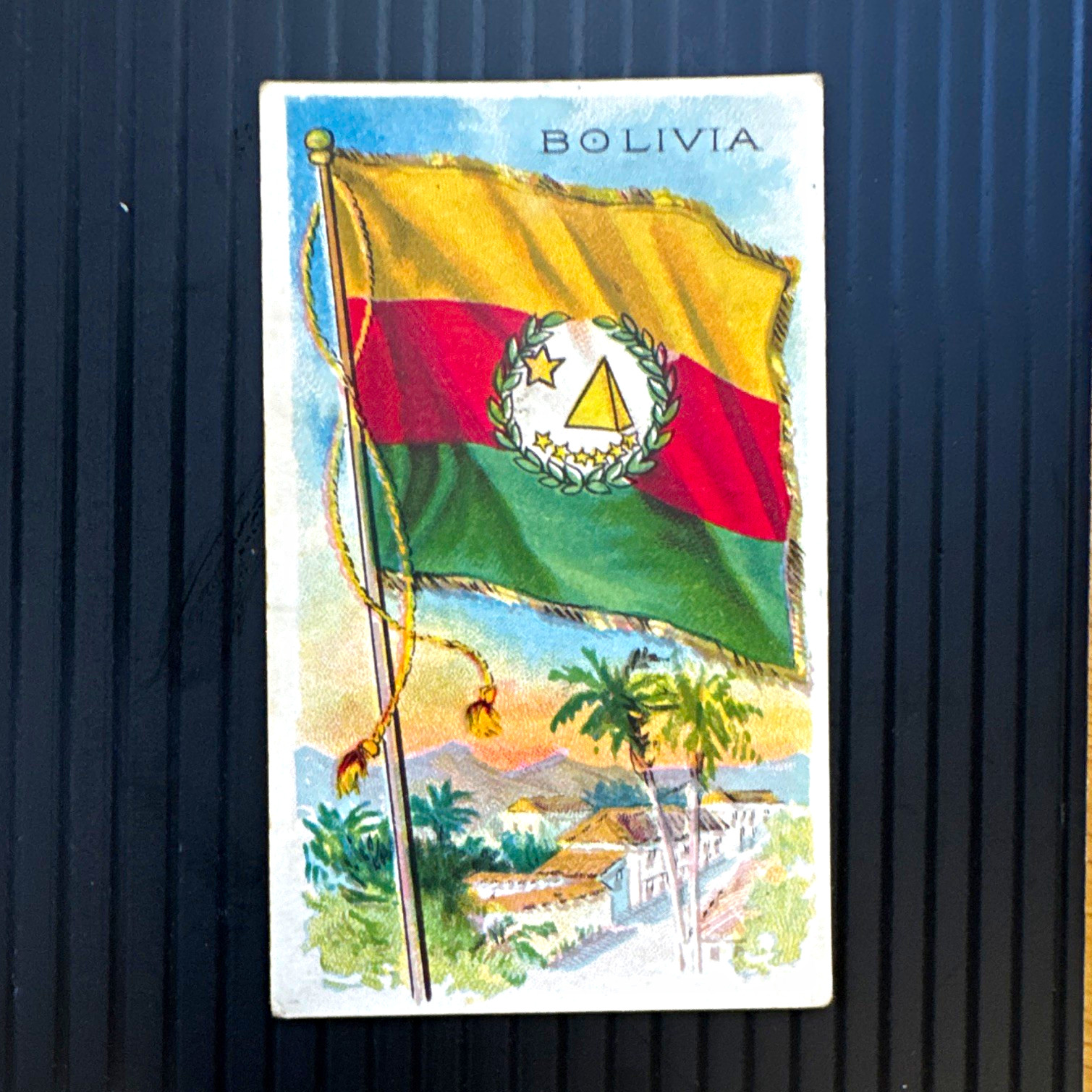1910 T59 Sweet Caporal Little Cigars Tobacco Card Flags of Nations Bolivia