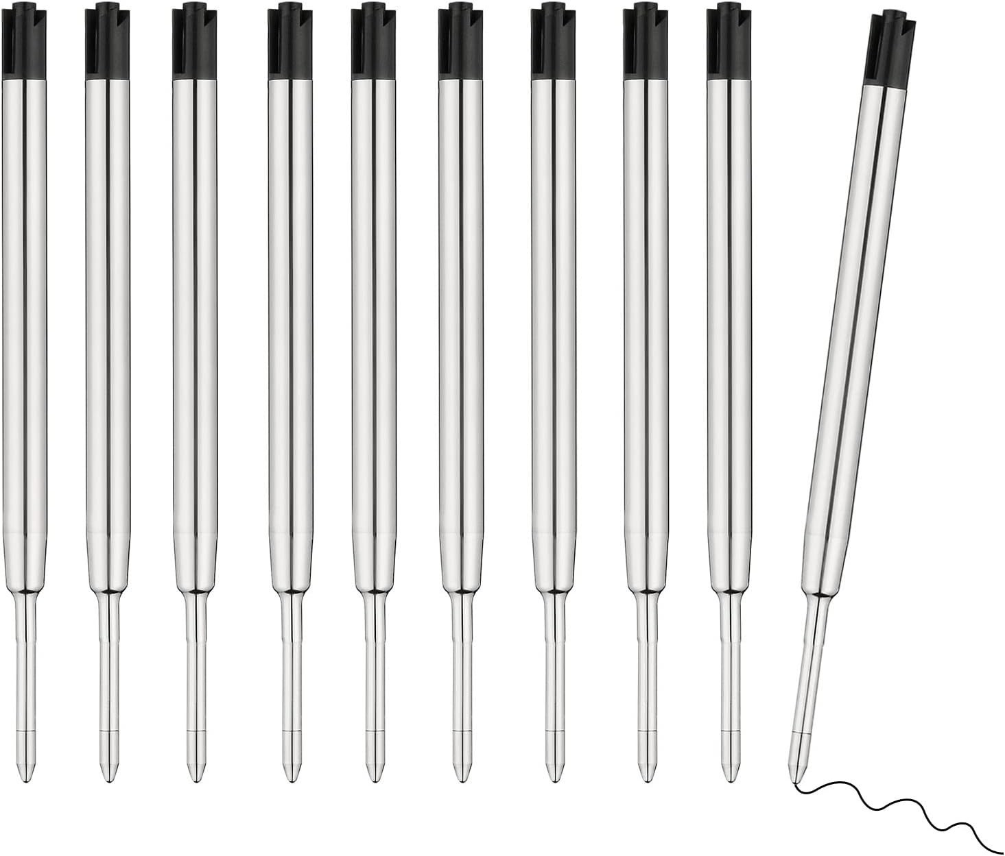 10Pc Ballpoint Pen Refills Black Ink 1mm Medium Tip Parker Style
