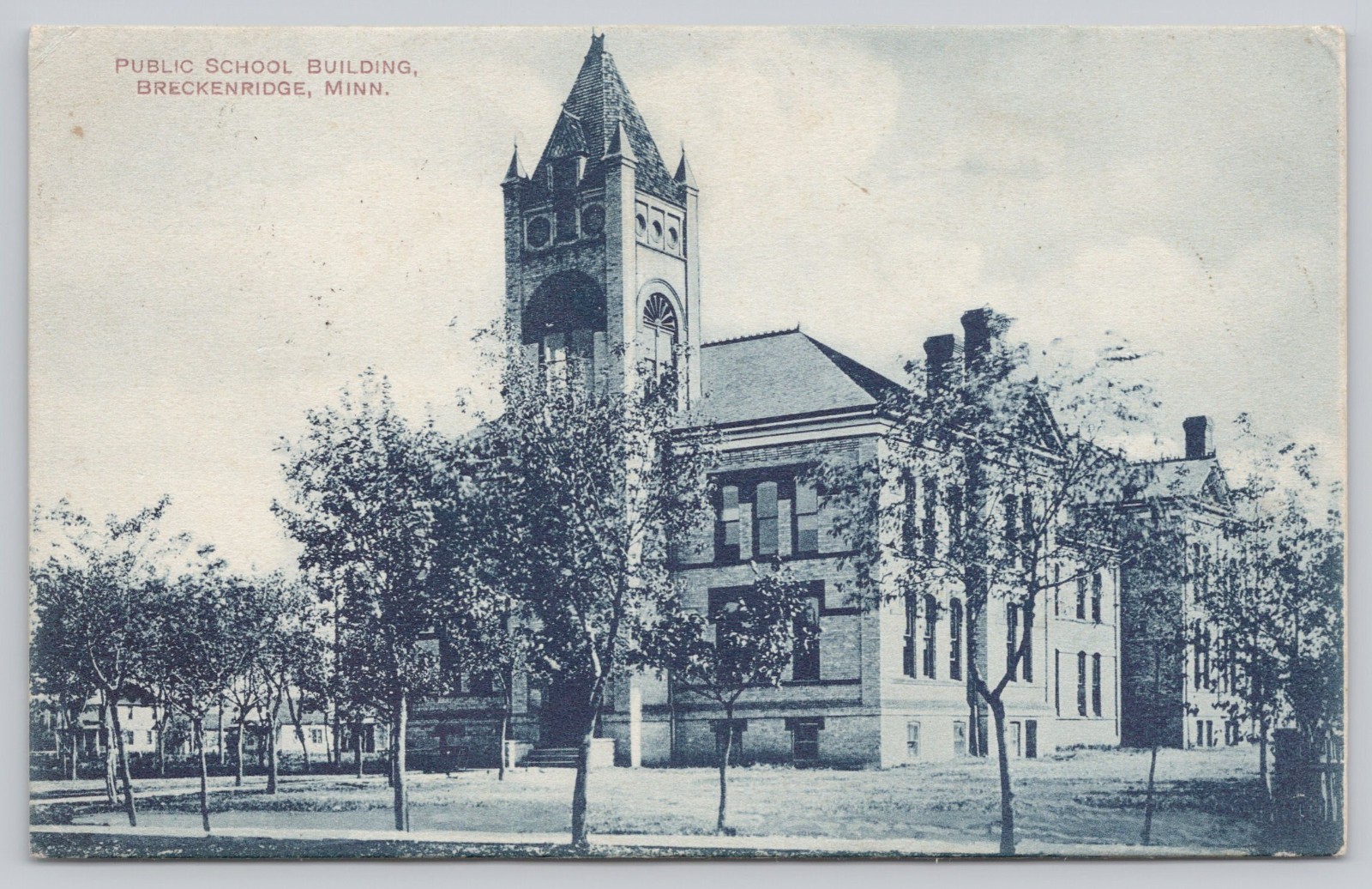 Breckenridge Minnesota Public School Building Historic Brick Campus Postcard