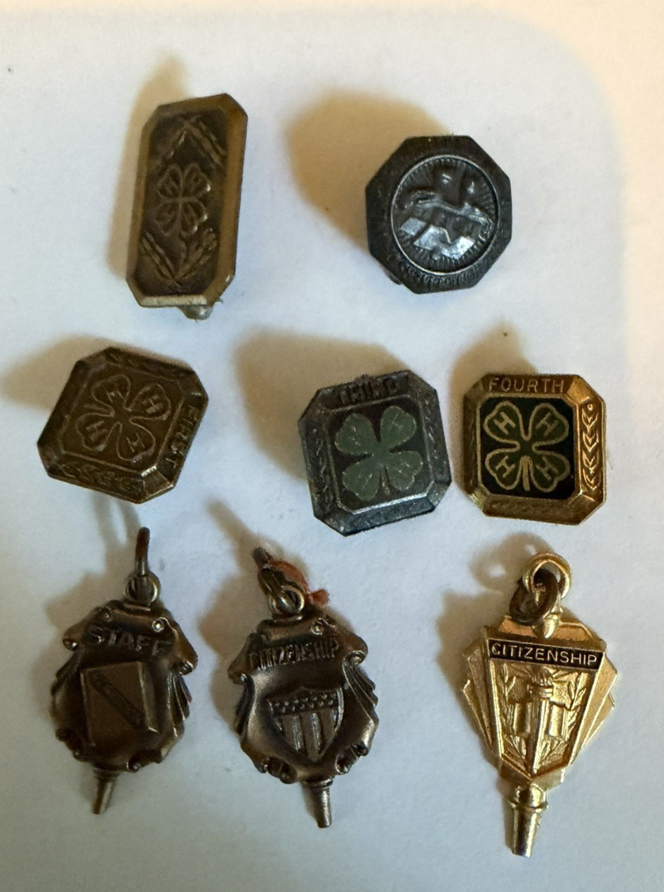 Vintage Lot of 8 Club pins and Charms   4H, FHA
