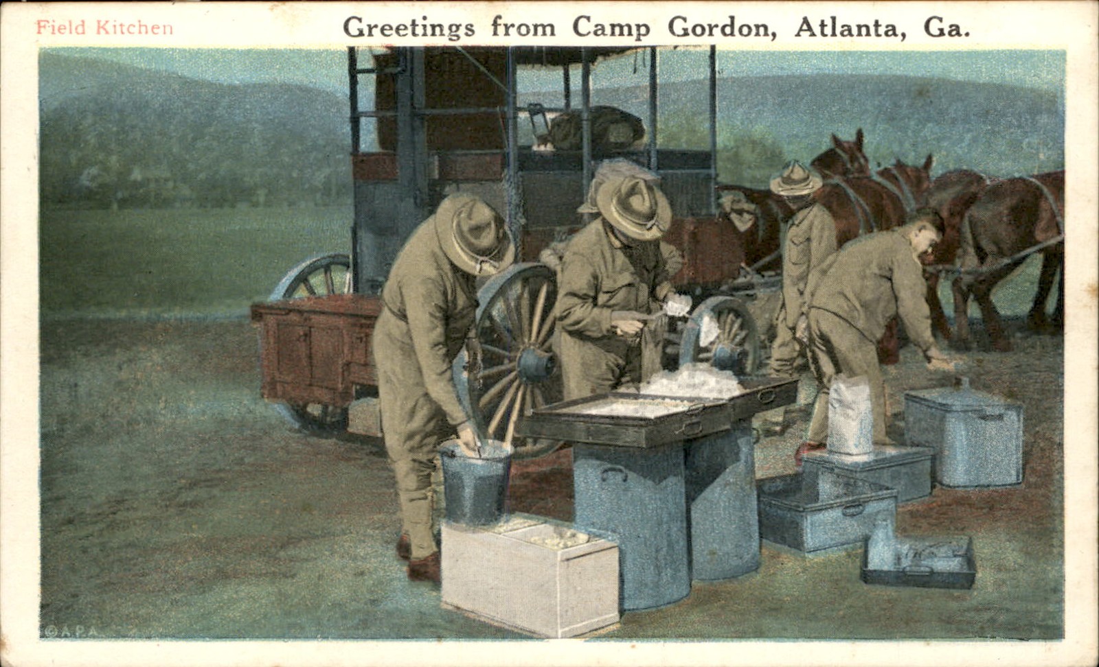Atlanta GA Field Kitchen Camp Gordon G.A. P.A. c1910s Vintage Postcard