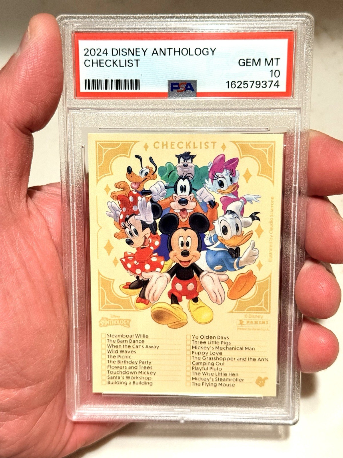 2024 Panini Disney Anthology Checklist Mickey Minnie Donald Goofy PSA 10 GEM MT 2024 Panini Disney Anthology Checklist Mickey Minnie Donald Goofy PSA 10 GEM MT