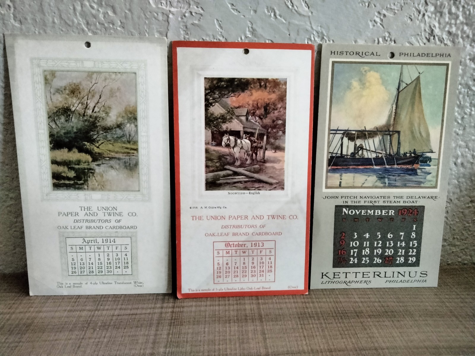 Lot of 3 Monthly Calendar Cards ~ 1913 Union Paper & Twine Co./1924 Ketterlinus Lot of 3 Monthly Calendar Cards ~ 1913 Union Paper & Twine Co./1924 Ketterlinus