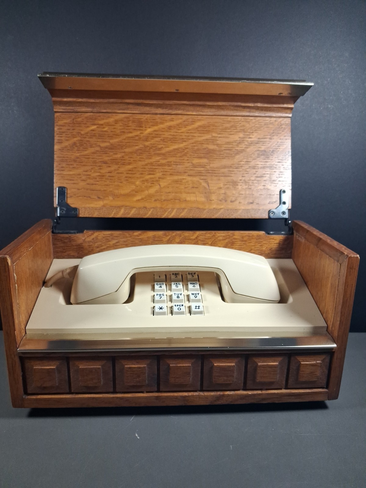 Vintage Western Electric Executive Stowaway Wood Box TouchTone Desk Phone