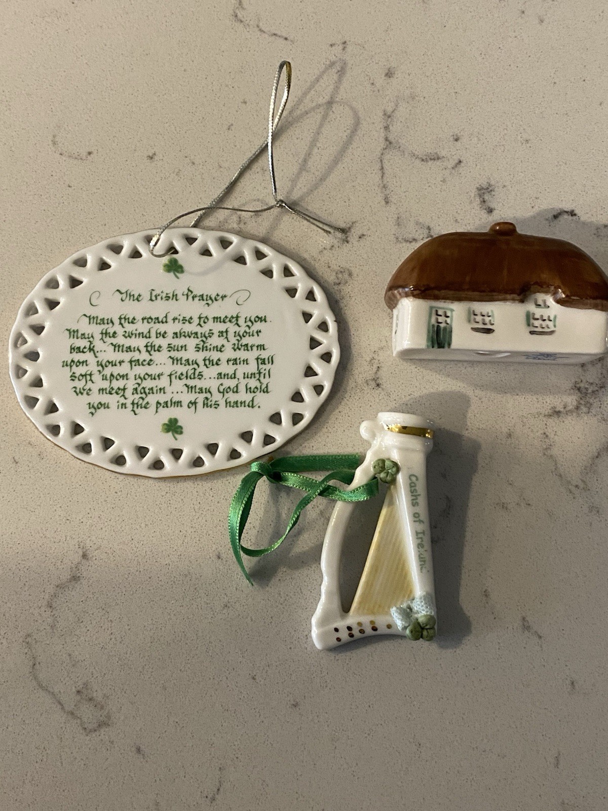 IRISH DRESDAN COTTAGE Dresdan Irish Harp Cashs Of Ireland Irish Prayer Ornaments IRISH DRESDAN COTTAGE Dresdan Irish Harp Cashs Of Ireland Irish Prayer Ornaments