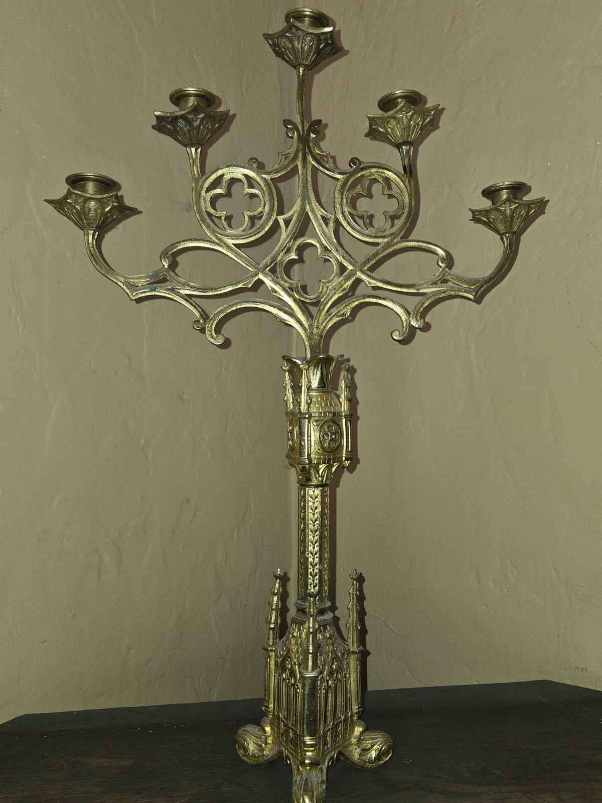 Solid Brass Extremely Ornate 5 Candle Gothic Candelabra Fabulous 