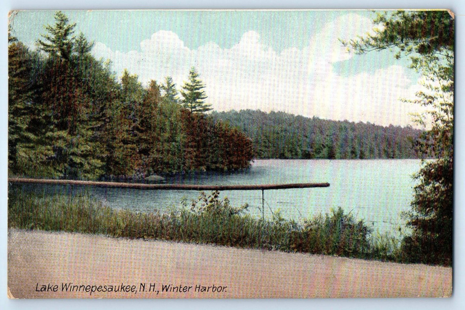 1908 Lake Winnepesaukee New Hampshire NH Vintage Postcard Winter Harbor Posted