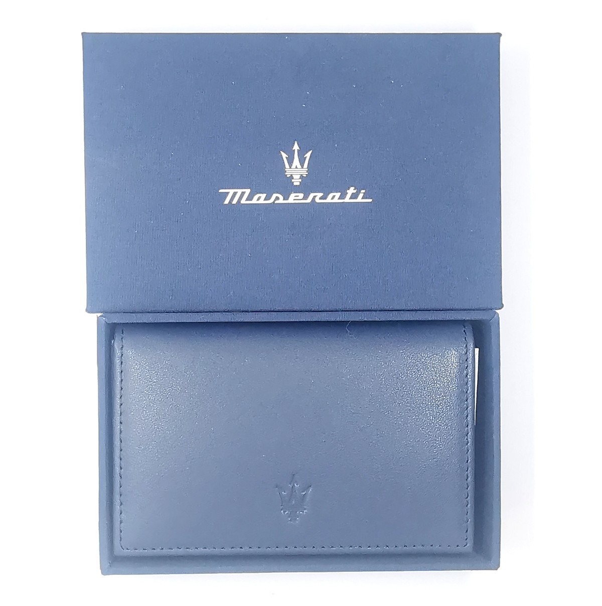 Genuine OEM Maserati Blue Leather Credit Card Business Card Holder NIB