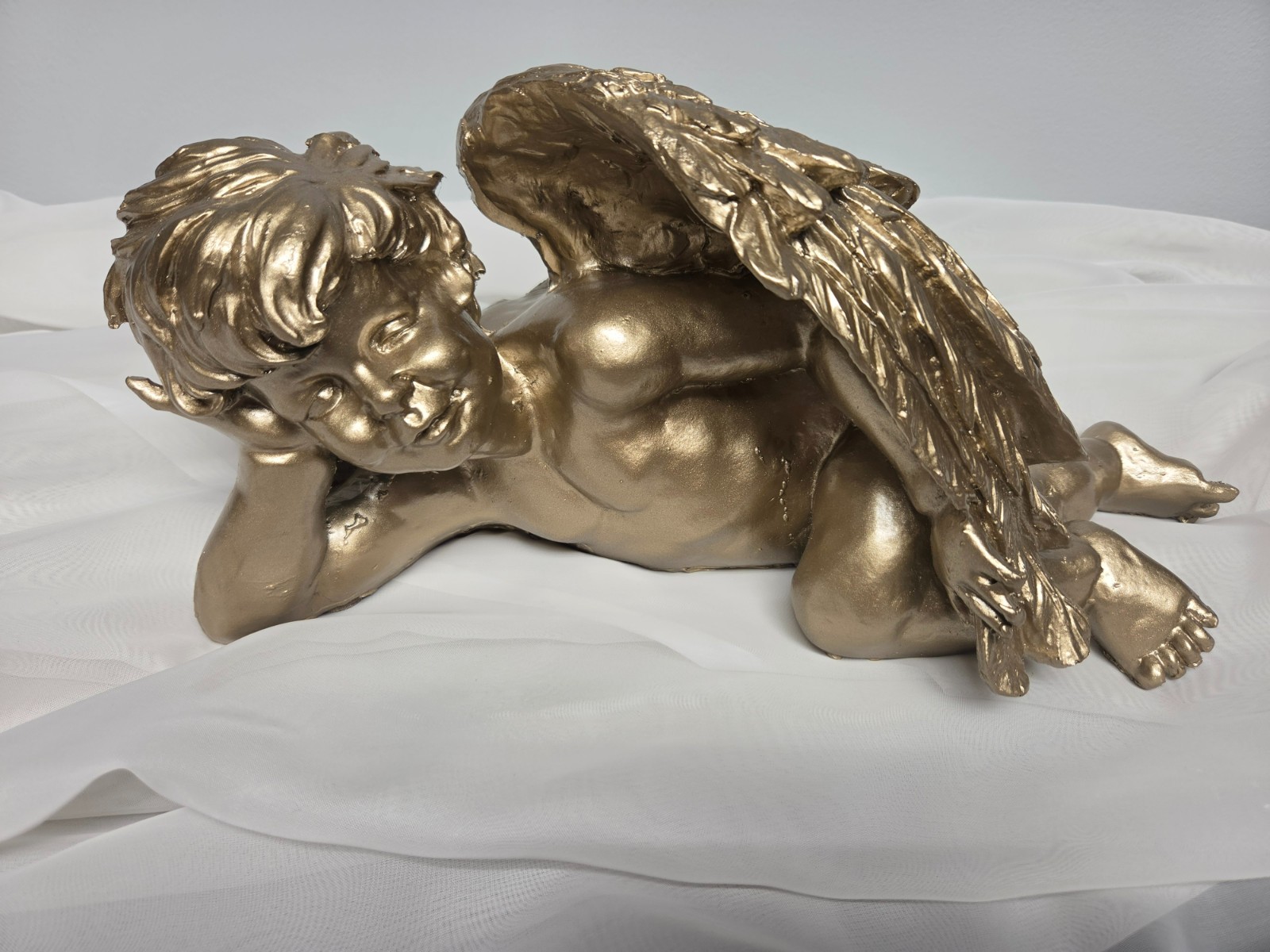 Gold Cherub Angel Figurine – Vintage-Style Decorative Statue