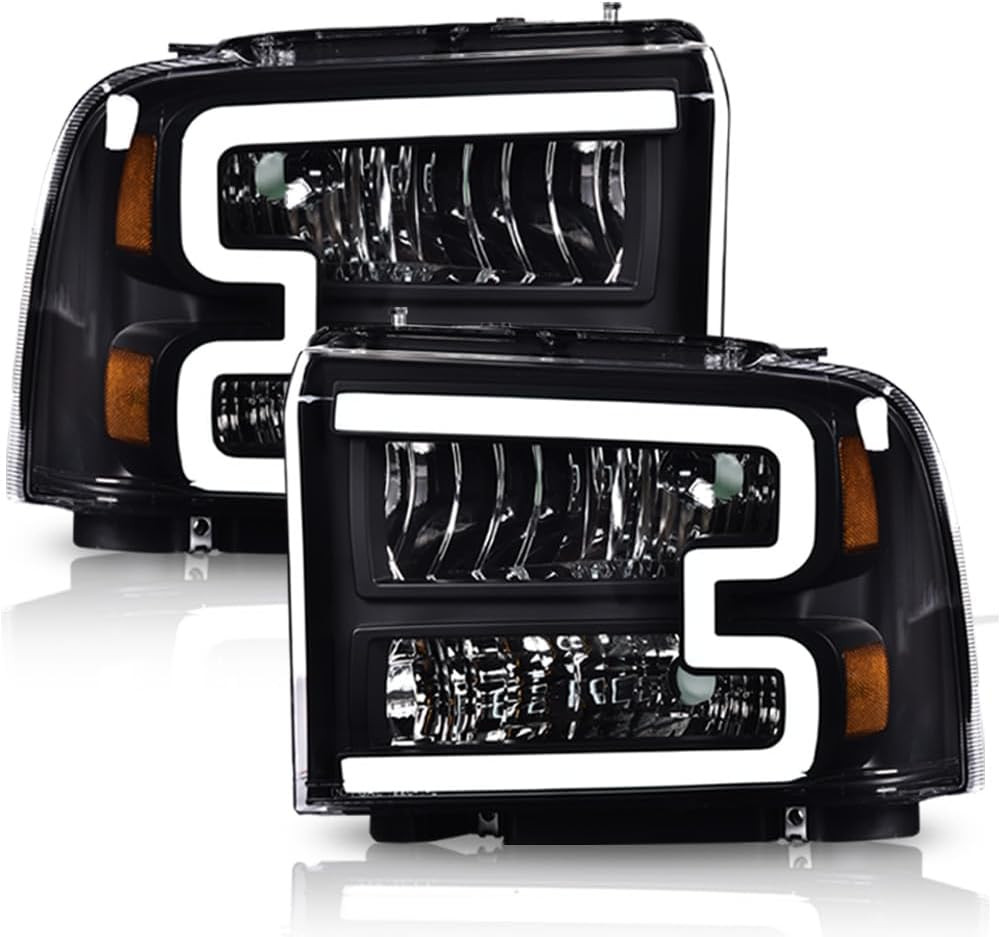 LED DRL Headlight Assembly Fit 2005-2007 Ford F250-F550 Super Duty | Clear Lens