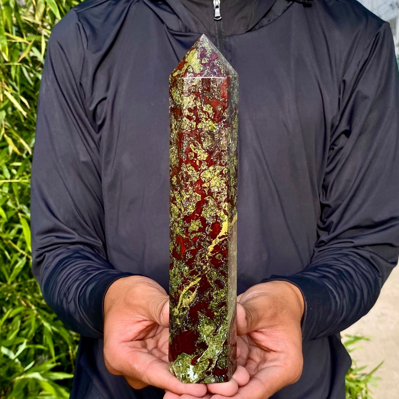 1.87LB Natural Dragon Blood Column Obelisk Crystal Column Wand Point Healing Sto