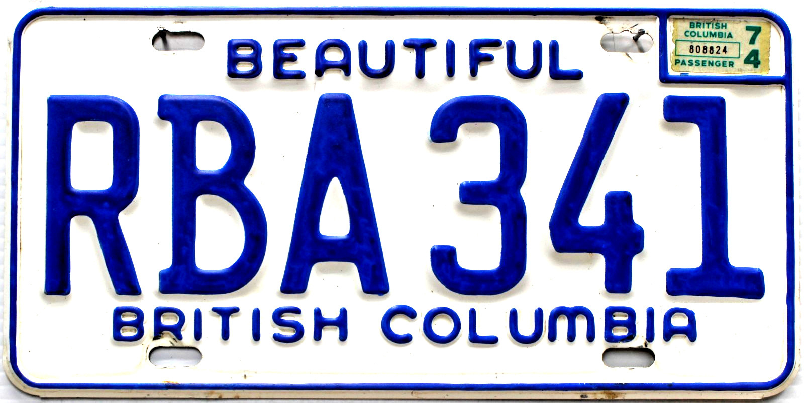 British Columbia License Plate | 1974 Automobile