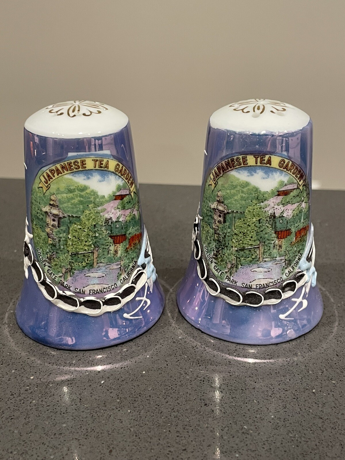Dragonware Salt And Pepper Shakers - Souvenir Japanese Tea Garden SF CA - Japan
