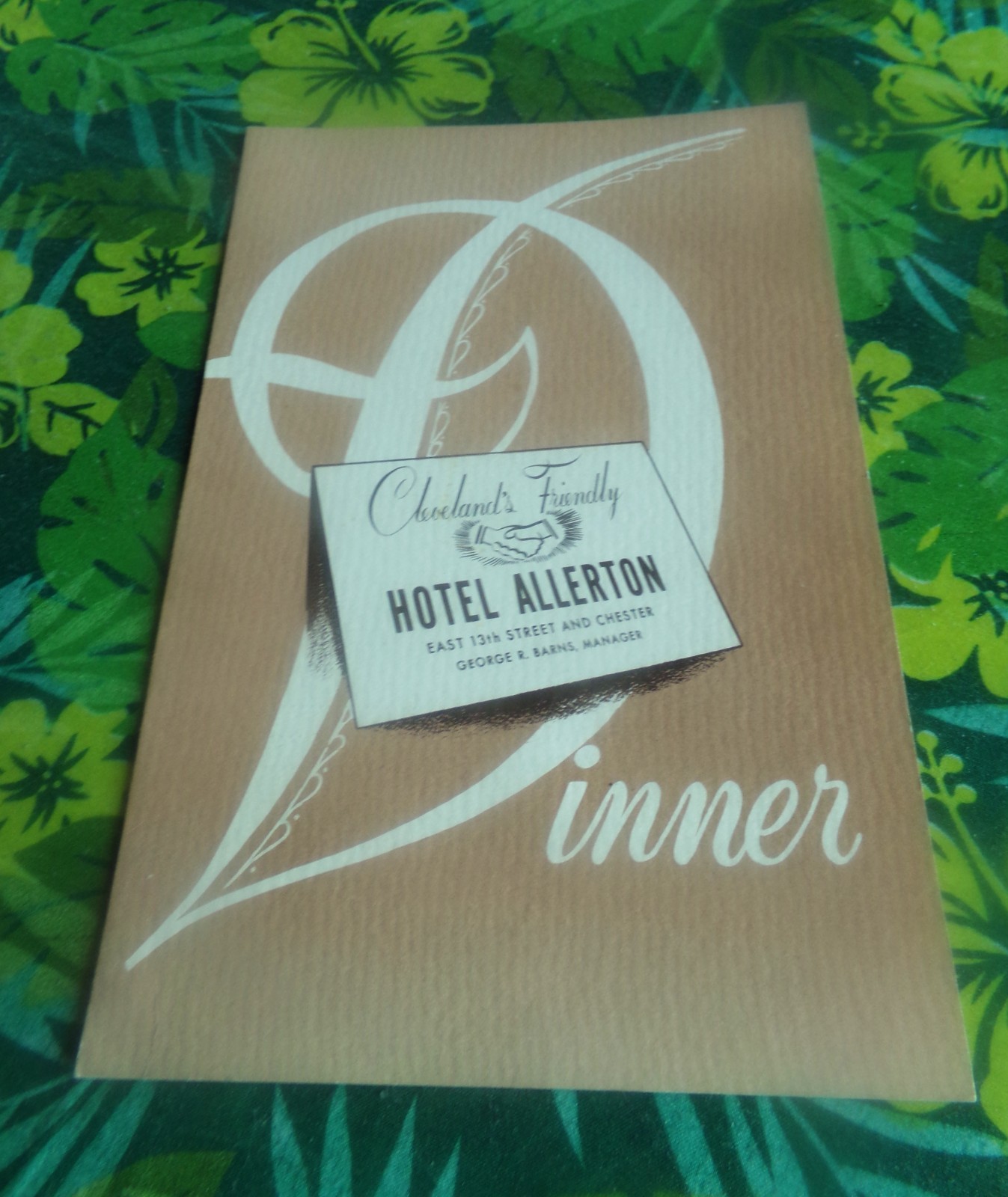 VINTAGE 1946 CLEVELAND\'S HOTEL ALLERTON DINNER MENU EX VINTAGE 1946 CLEVELAND\'S HOTEL ALLERTON DINNER MENU EX