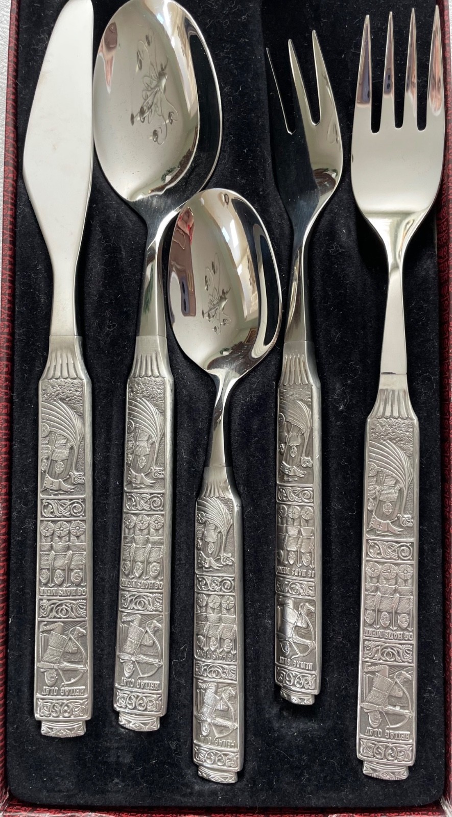 Konge Tinn Norwegian Viking Pewter Flatware 5 Piece Set