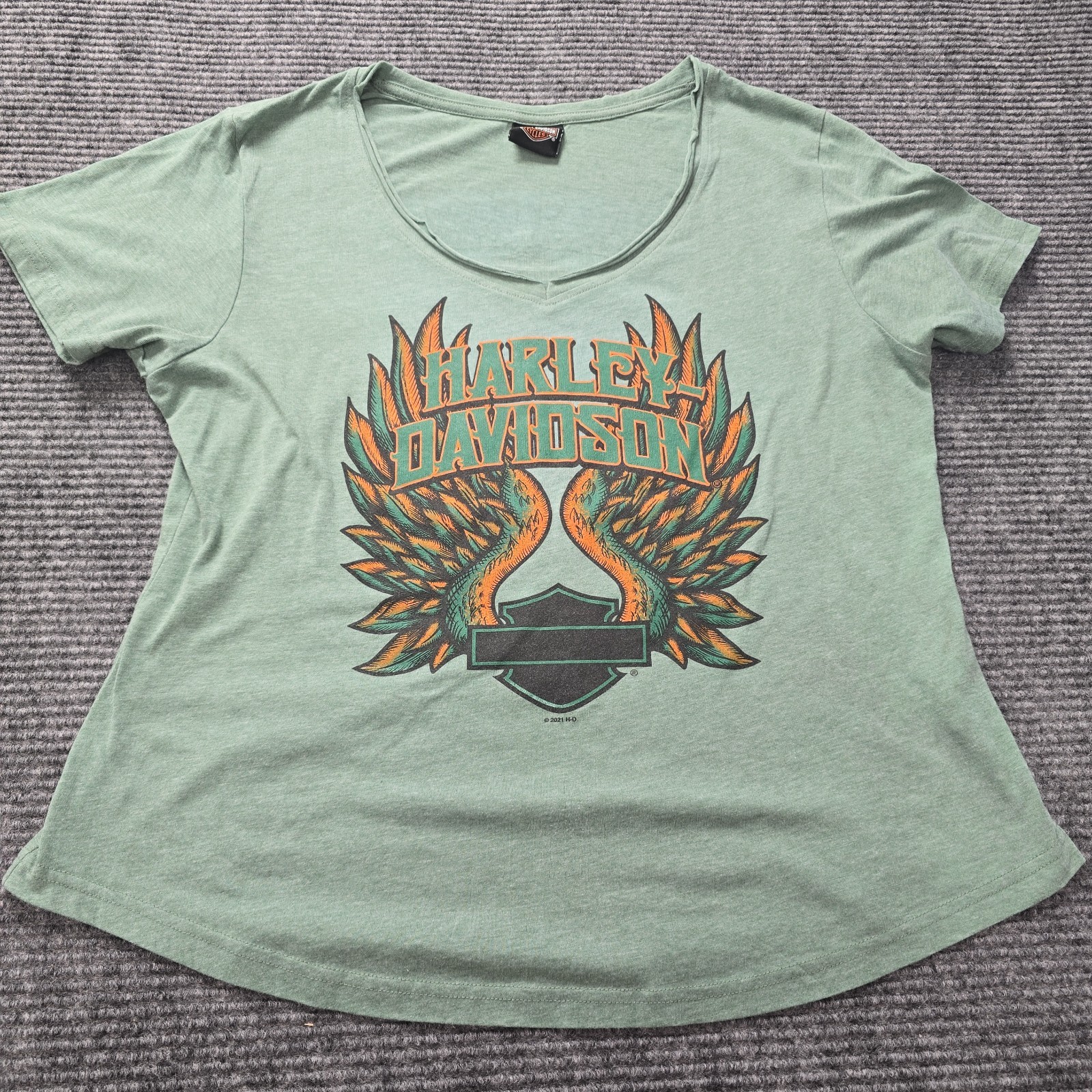 Women Harley-Davidson Leesburg Florida Turquoise Graphic T-Shirt Size Large