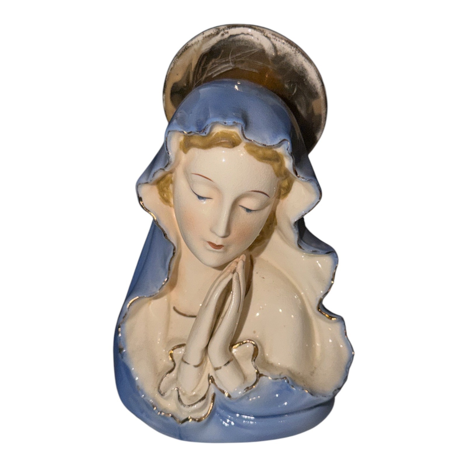 Vintage Mary Madonna W/Praying Hands Ceramic 6.5\