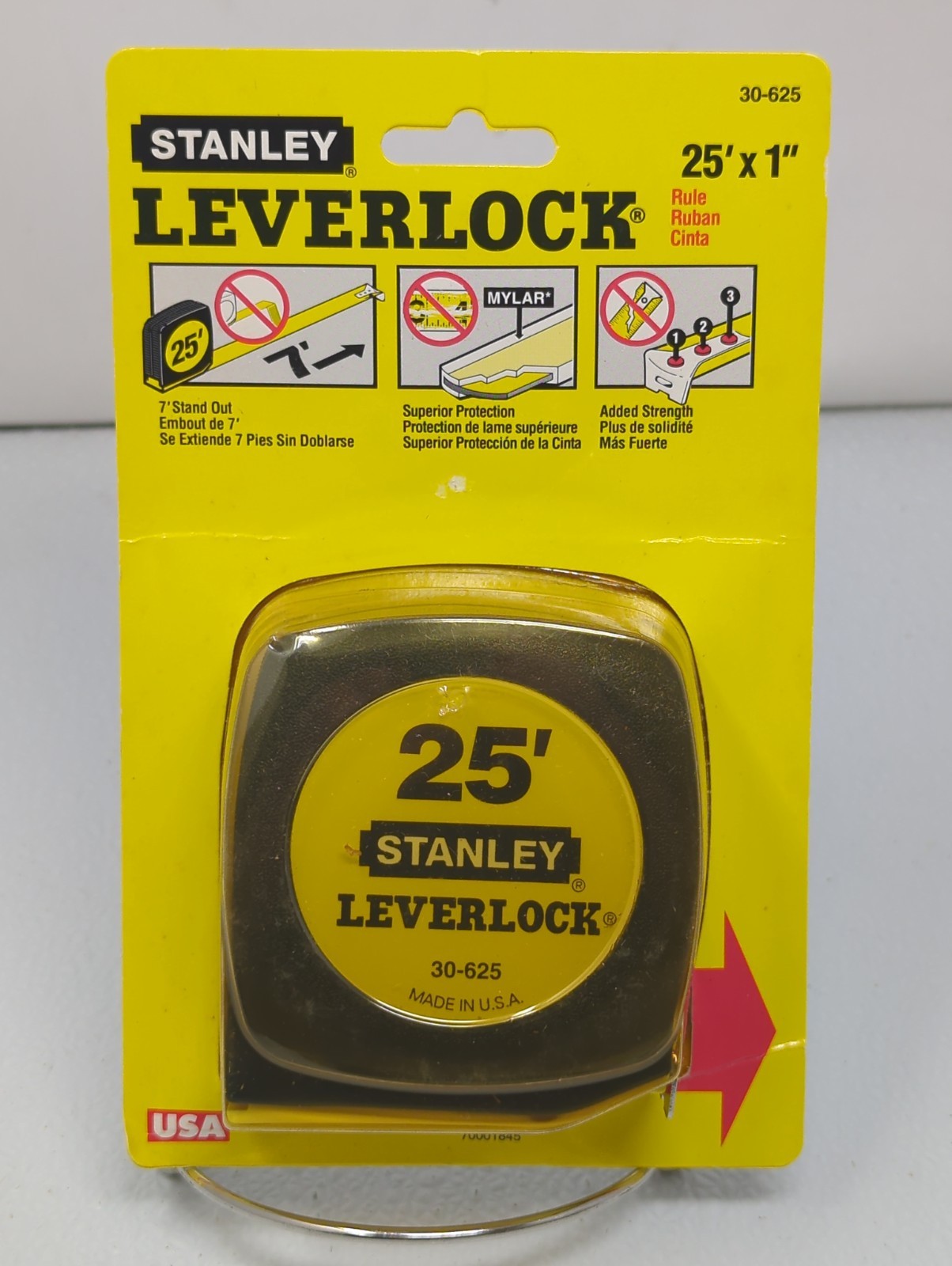 Vintage Stanley 25’ Black Leverlock 30-625 Tape Measure 3-Way Blade USA