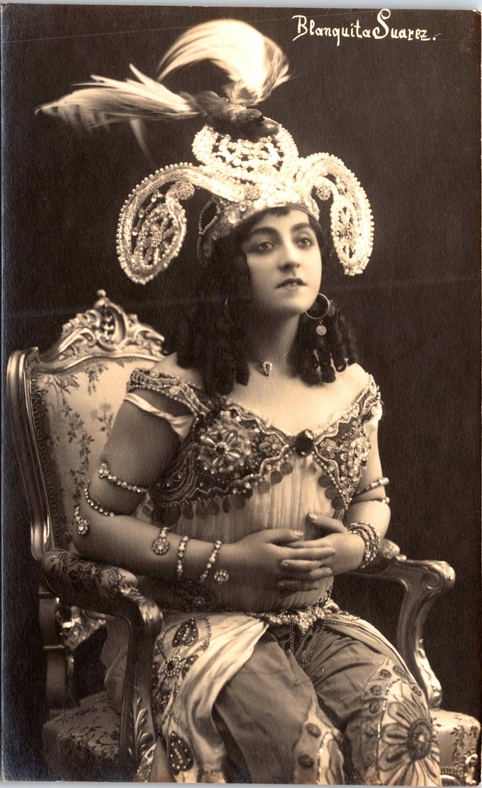 BLANQUITA SUAREZ :SPANISH ACTRESS & SINGER : RISQUE PERFORMER : RARE : RPPC 1917