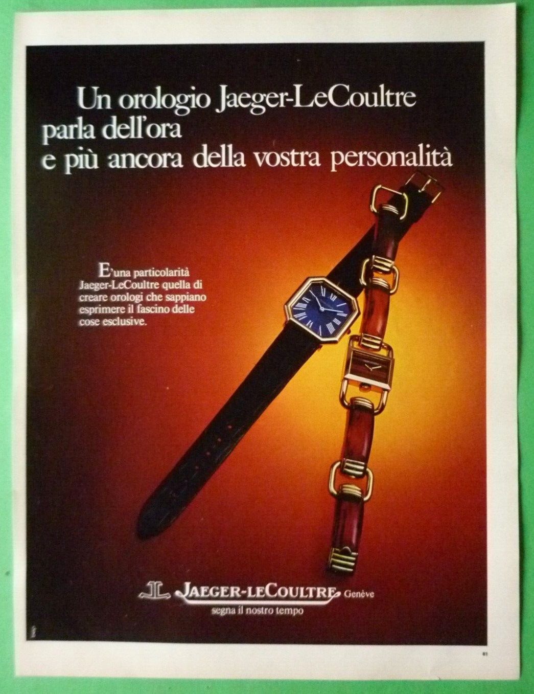 Jaeger-LeCoultre Advertisement 1 Page Original Watch 1973