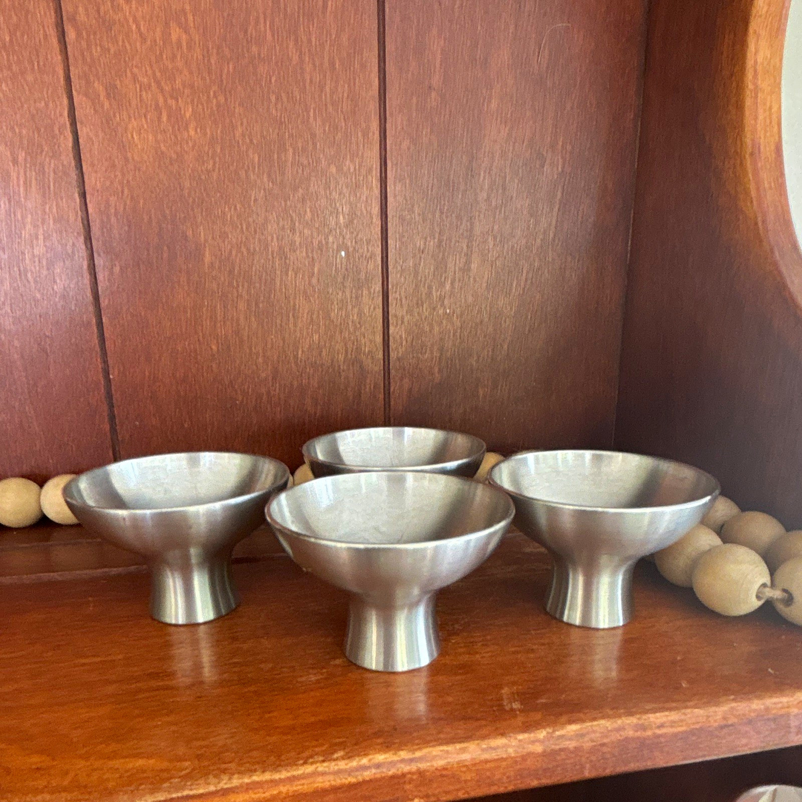 Set of 4 vintage Selangor pewter saki cups. All stamped. Made in Mylasia.