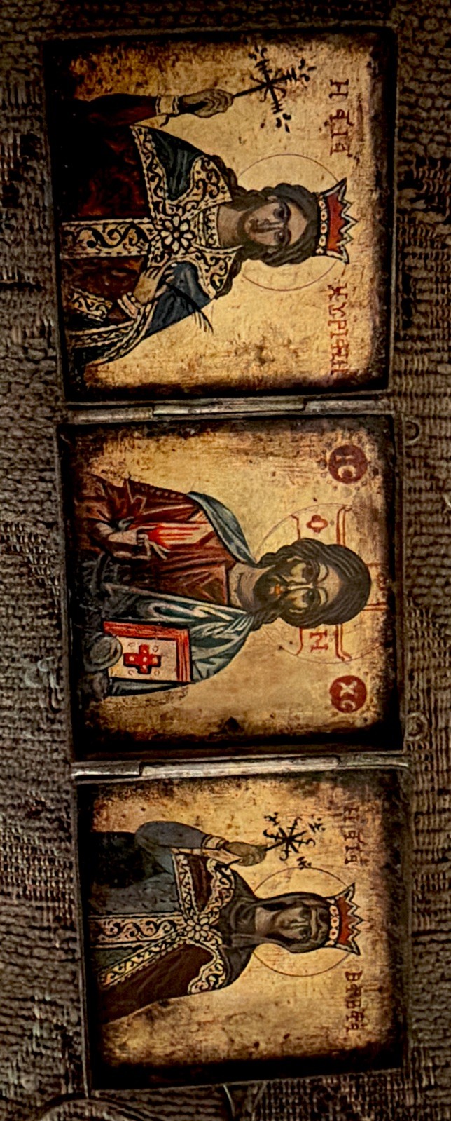 RARE Antique Russian Orthodox Triptych Folding ( Christ Pantocrator) 1 Of 1