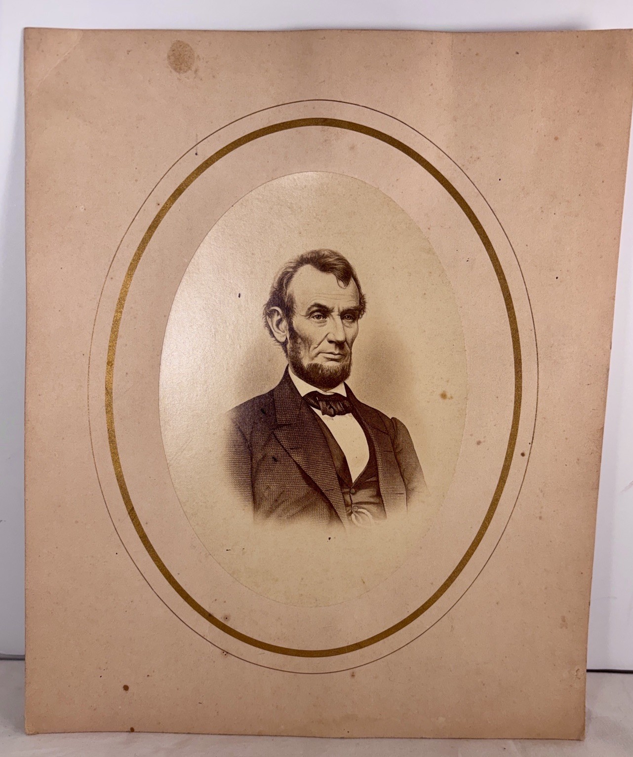 Rare Abraham Lincoln Imperial Albumen Photo w 1865 Civil War Tax Stamp