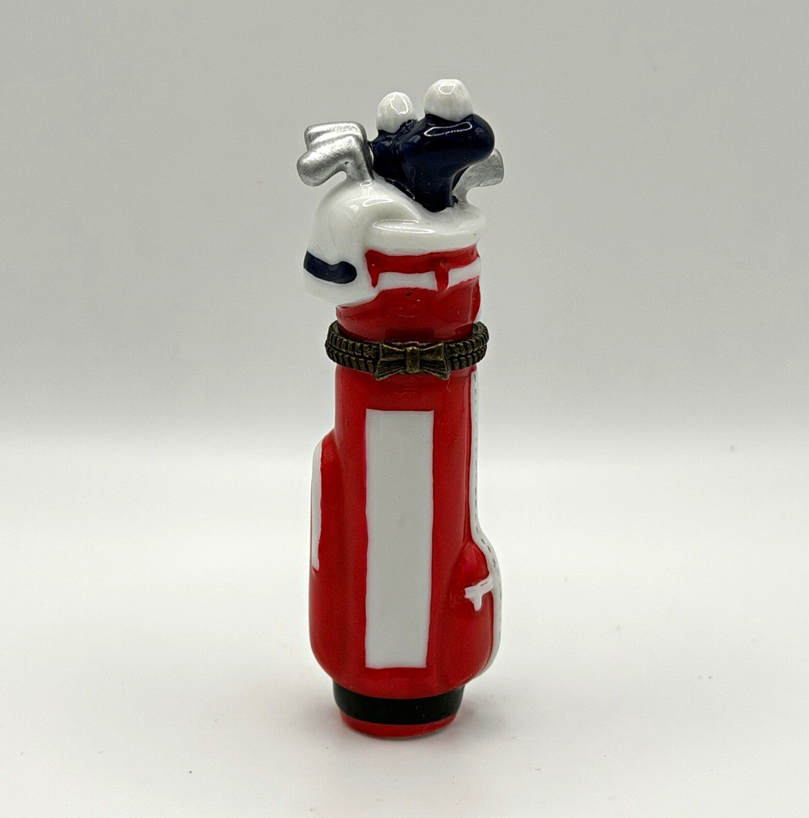 Periwinkities Golf Bag Porcelain Hinged Trinket Box w/ Gift Box