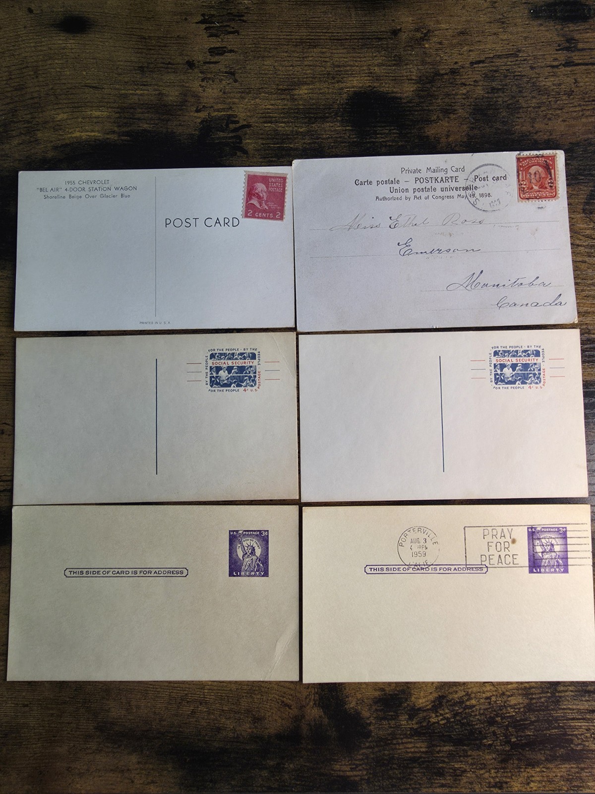 ​Vintage Postcard Lot 1898 Private Mailing Card Canada Postal 1955 Chevy Bel Air