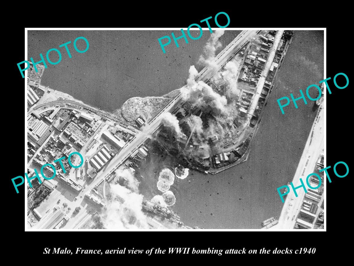 St Malo France Aerial View Wwii Bombing c1940 Old Large Historic Military Photo