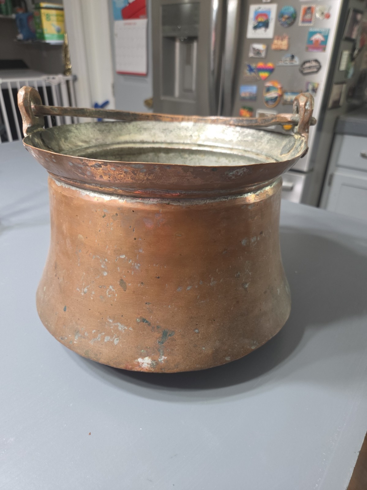 Antique Hand Hammered Copper Cauldron Pot Kettle Circa 1800s