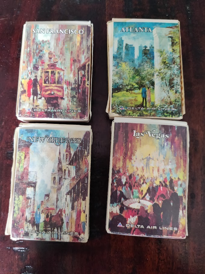 Delta Airlines Vintage City Playing Cards San Fran, Las Vegas, N Orleans, Atlan